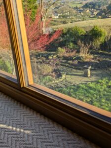 Window with double glazing spacer bars