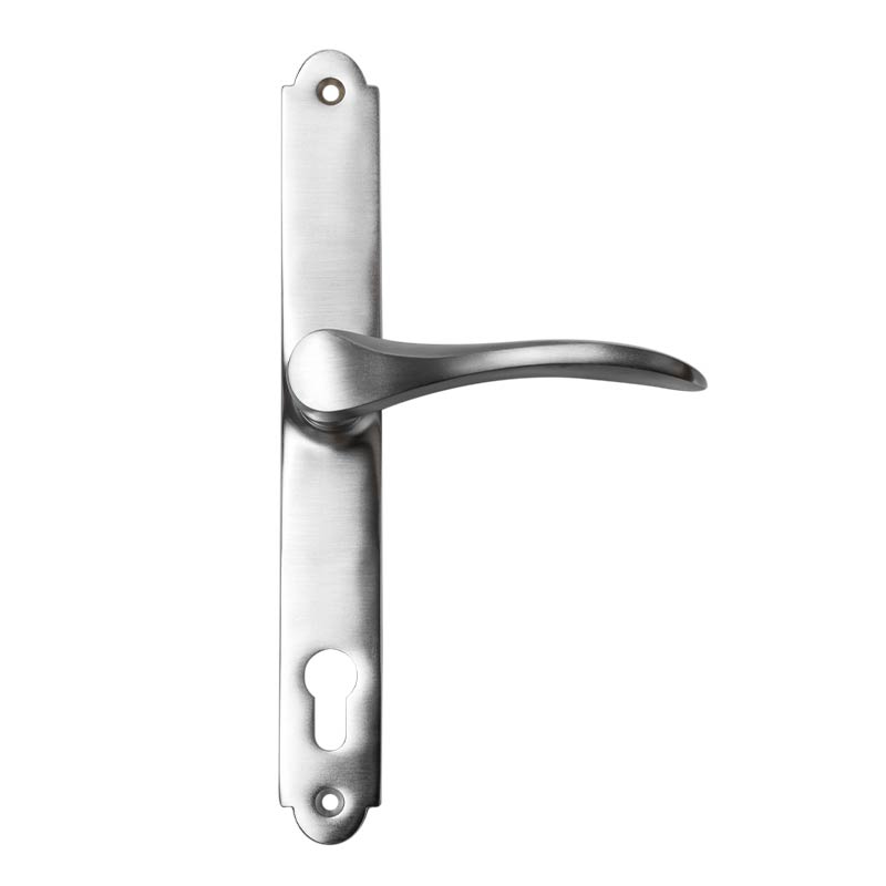 Swan neck arched backplate door handle