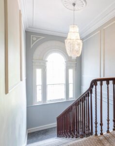 Arched Sliding Sash window with decorative cover mould for Burley House
