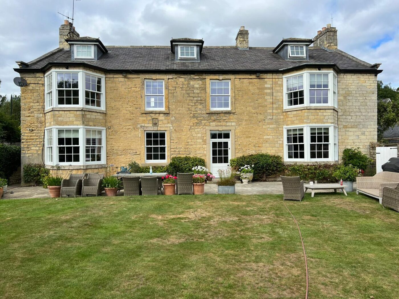 Georgian manor house with timber Georgian style sash windows