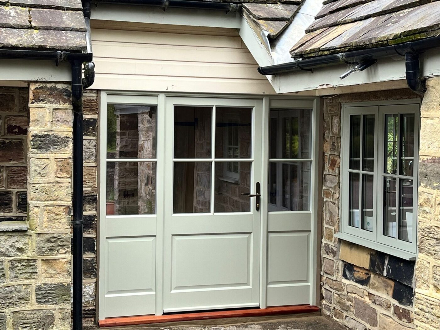Blue grey patio door and sidelights