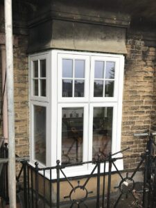 Square bay window crafted from timber at the Cairn Hotel Harrogate