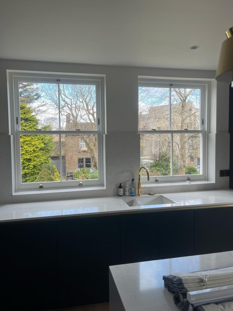 Twin sliding sash kitchen windows