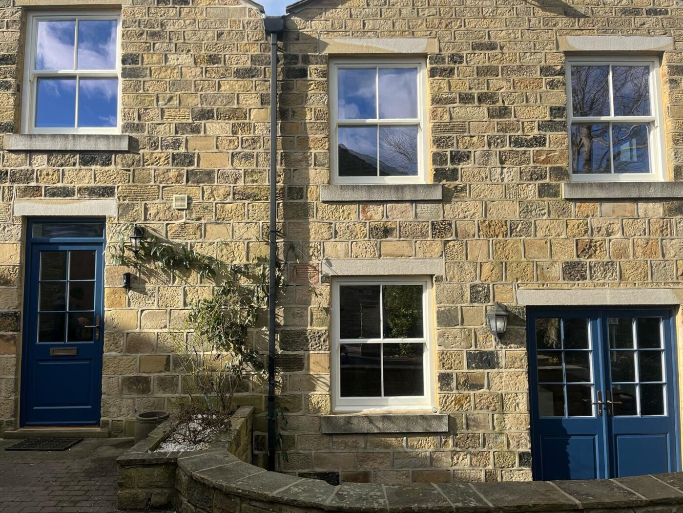 Victorian villa in Ilkley with Accoya double doors in Zoffany Como Blue