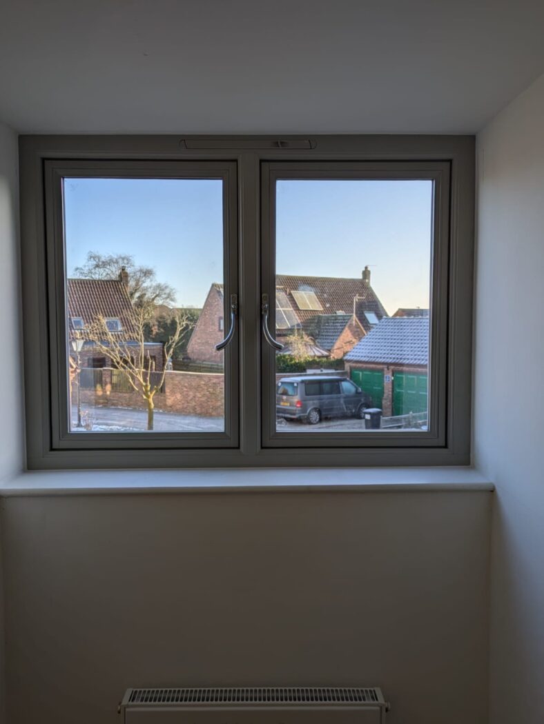 Flush Casement window with chrome hardware