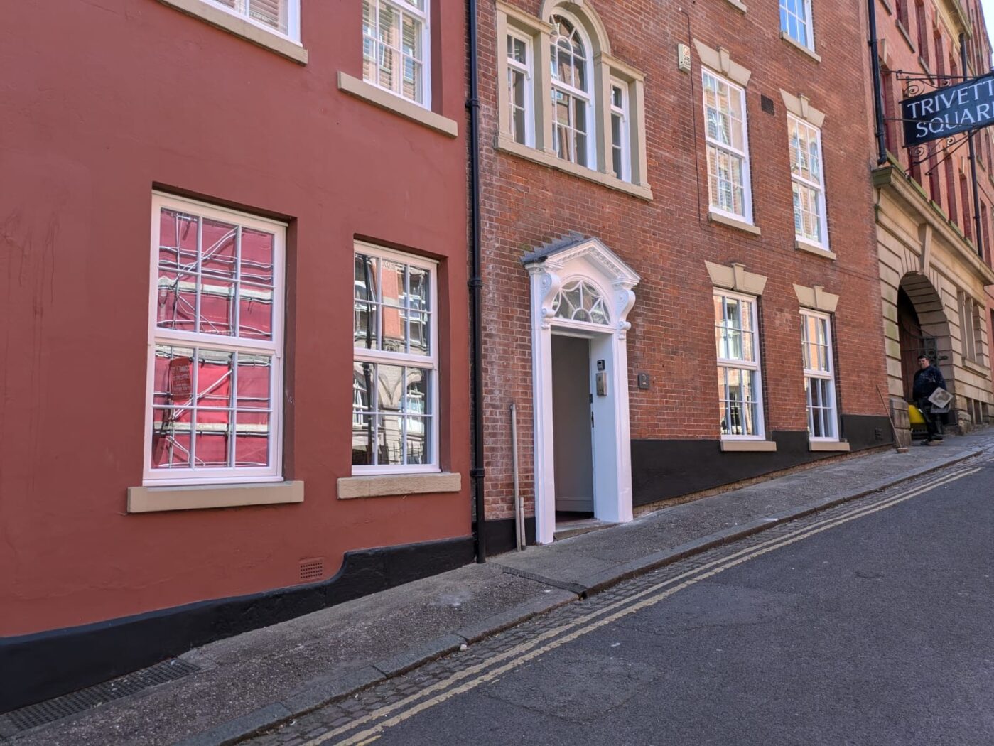 Georgian building in Nottingham city centre with new mock sash windows