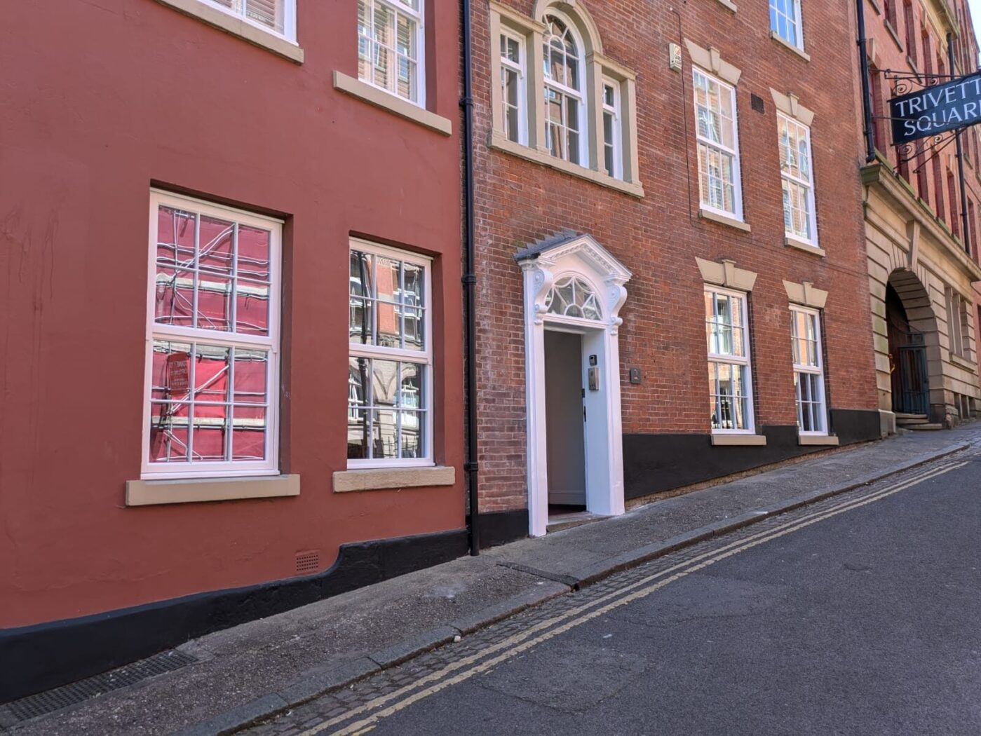 Georgian building in Nottingham city centre with new mock sash windows