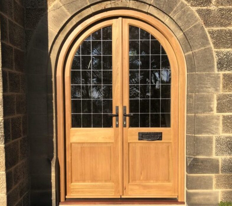 Timber stain arched double doors